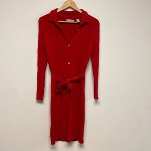 Kate Hill Red Sweater Dress Button down front size small